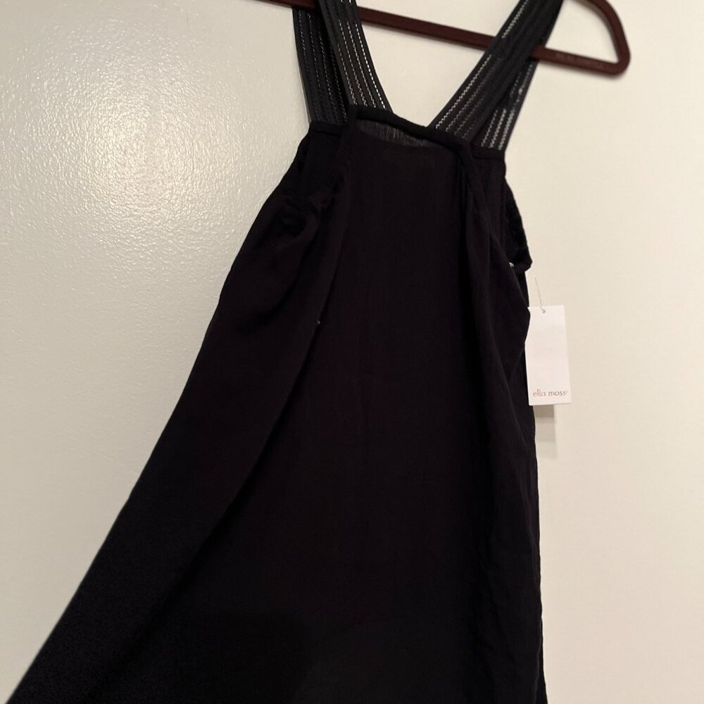 Ella‎ Moss Black Scalloped Hem Blouse Size M ET17185 BLK  NWT NEW 💗